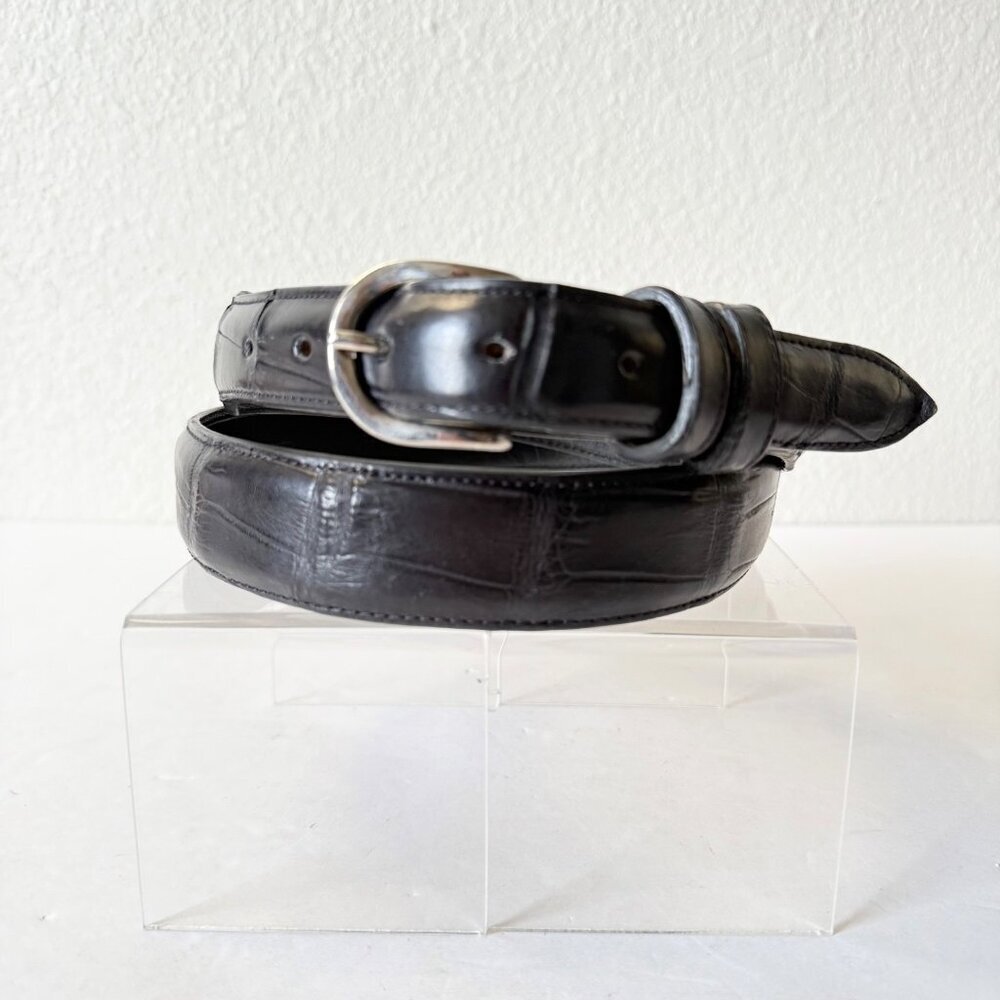 Rod Patrick Mens Western Belt Black Genuine Caiman Leather Size 46
